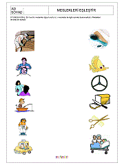 okul öncesi meslekler ile kullandıkları malzemeleri eşleştirme çalışmaları